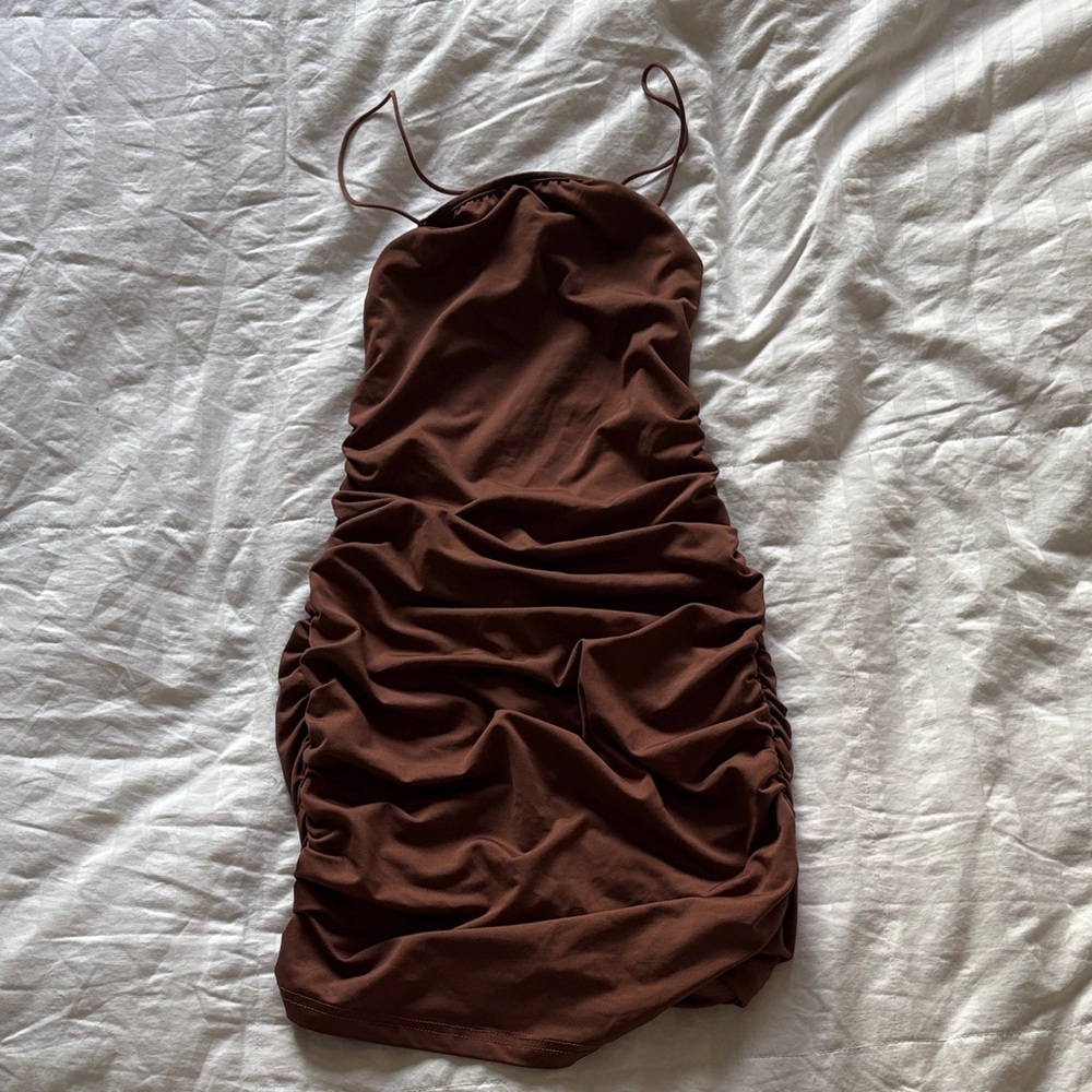 Garage Chocolate Brown Backless Dress